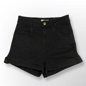 H&M High-Waisted Denim Shorts, Black, Size 2